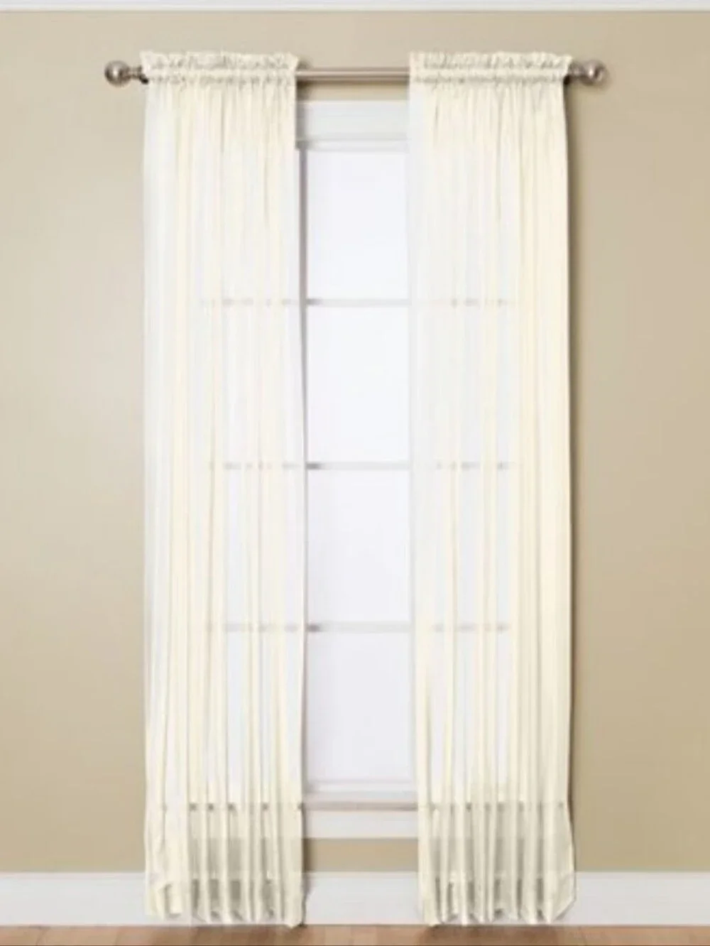 Corona Sheer Ivory Window Curtain Panels - Home Accents.. 2 Panels Bundled